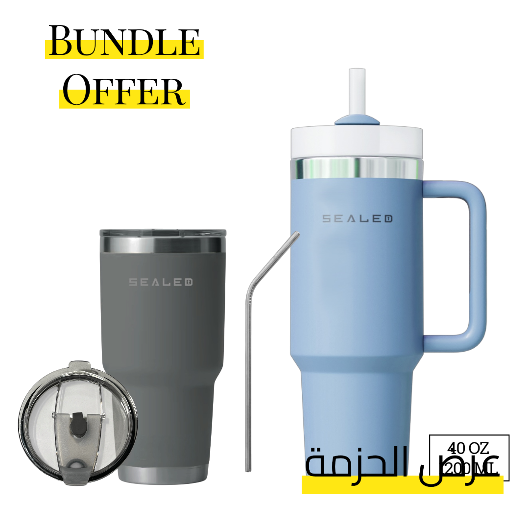 Bundle Offer Sealed 1200 ML + Sealed Tumbler 900 ML 30 OZ عرض الحزمة كوب سيلد 1200 مل + كوب سيلد بدون يد 900 مل