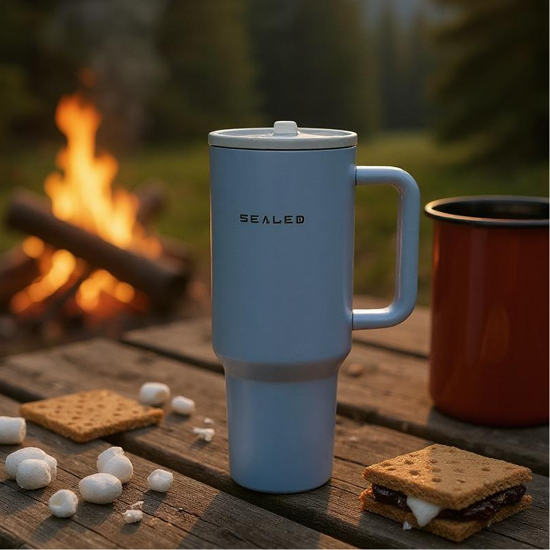 Sealed Tumbler -Flip Straw 1200 ML 40 OZ Blue كوب سيلد 1200 مل مع سترو ثابت أزرق