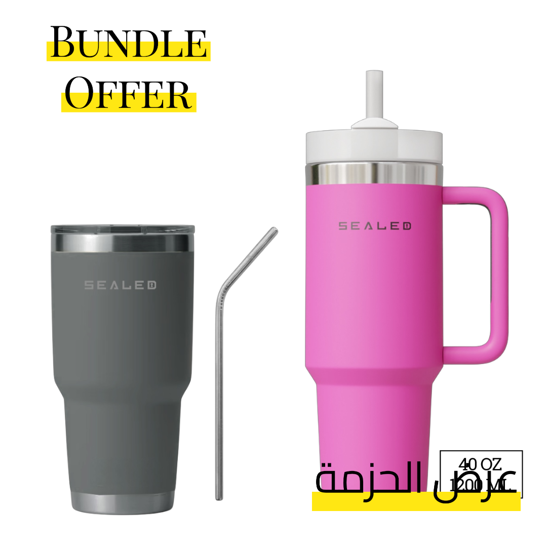Bundle Offer Sealed 1200 ML + Sealed Tumbler 900 ML 30 OZ عرض الحزمة كوب سيلد 1200 مل + كوب سيلد بدون يد 900 مل