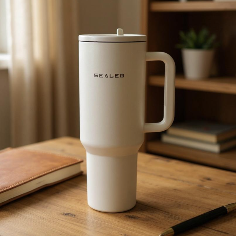 Sealed Tumbler -Flip Straw 1200 ML 40 OZ Beige  كوب سيلد 1200 مل مع سترو ثابت بيج