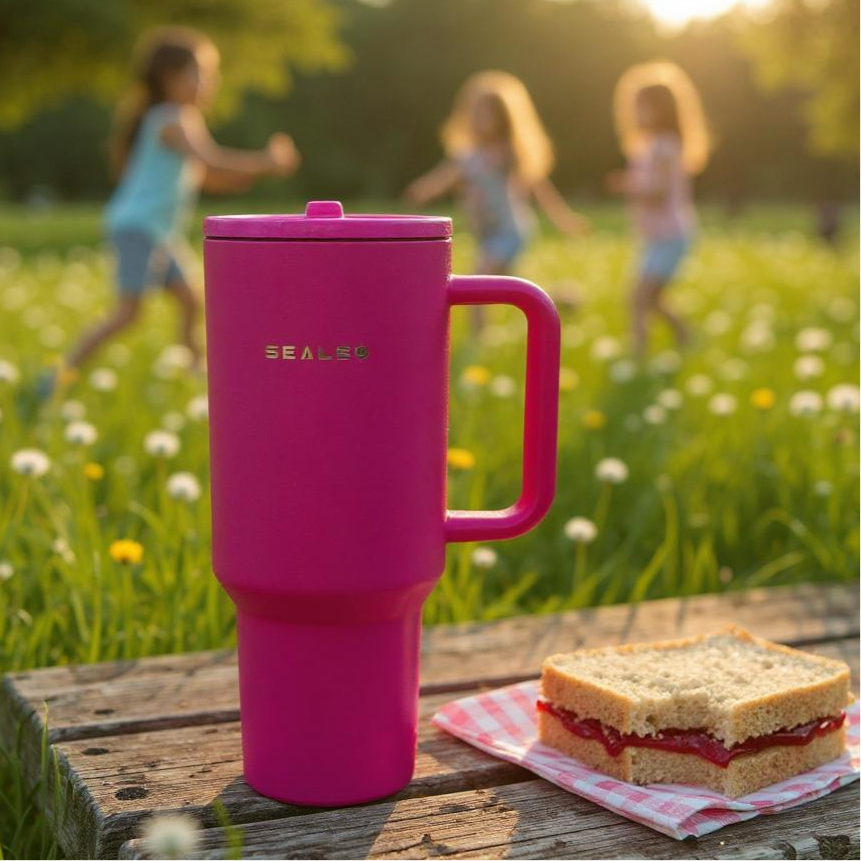 Sealed Tumbler -Flip Straw 1200 ML 40 OZ Pink كوب سيلد 1200 مل مع سترو ثابت فوشي