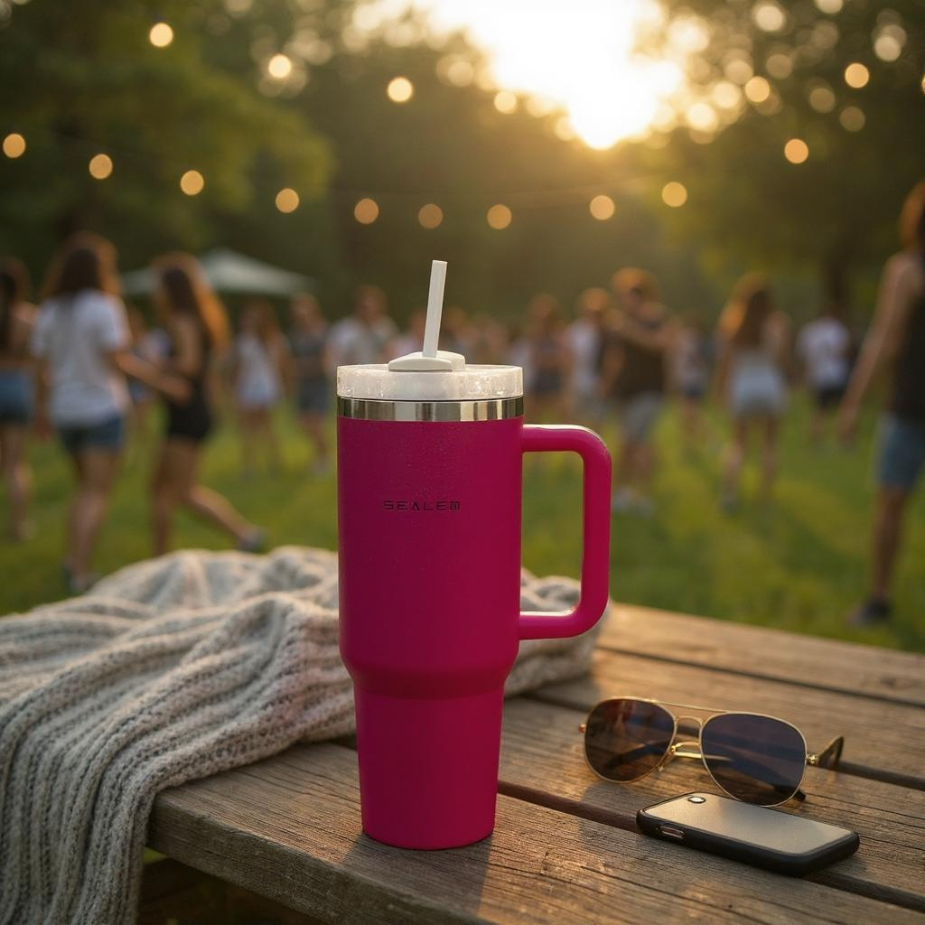 Sealed Tumbler 1200 ML 40 OZ Pink كوب سيلد 1200 مل فوشي