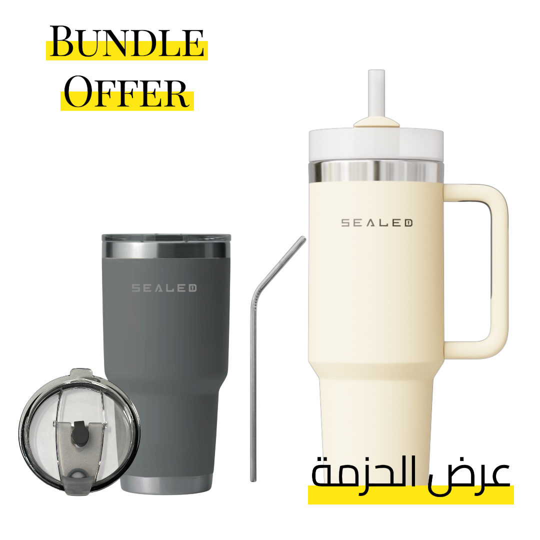 Bundle Offer Sealed 1200 ML + Sealed Tumbler 900 ML 30 OZ عرض الحزمة كوب سيلد 1200 مل + كوب سيلد بدون يد 900 مل