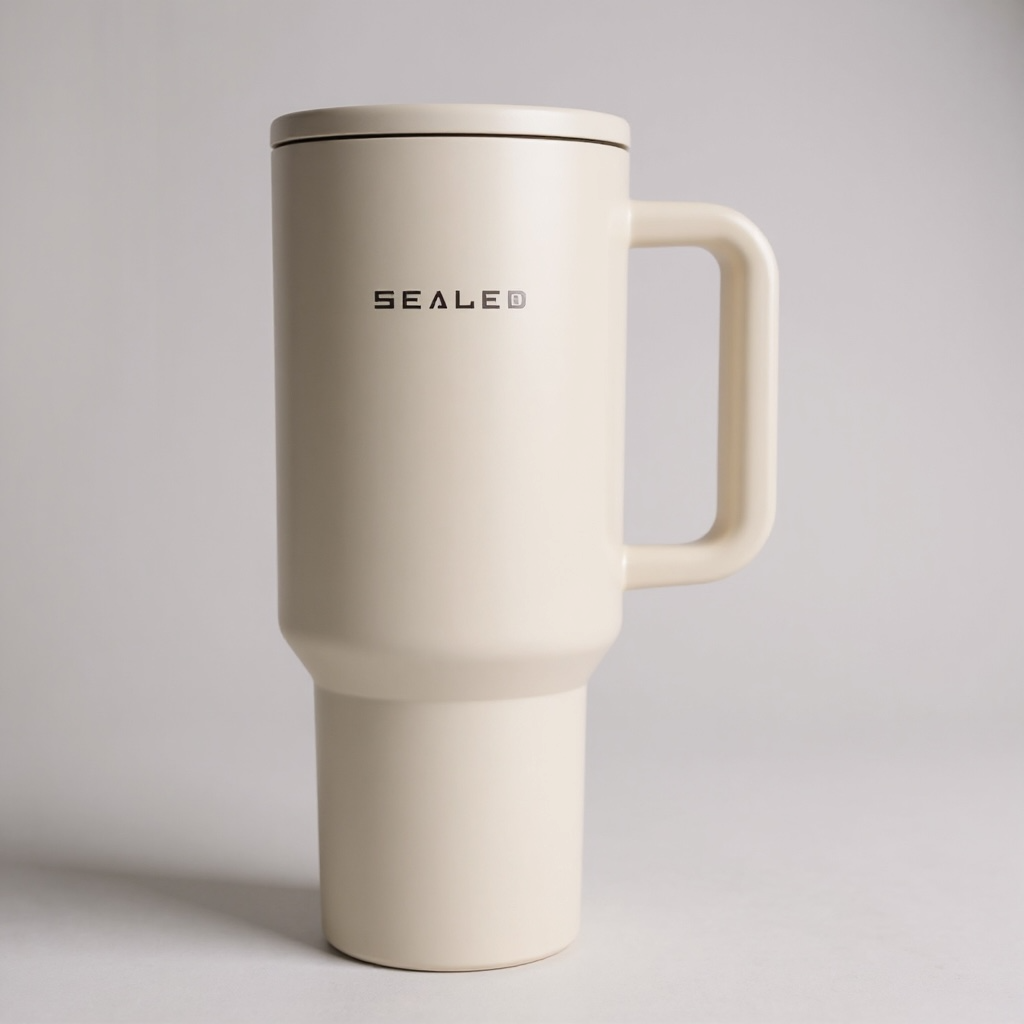 Sealed Tumbler -Flip Straw 1200 ML 40 OZ Beige  كوب سيلد 1200 مل مع سترو ثابت بيج