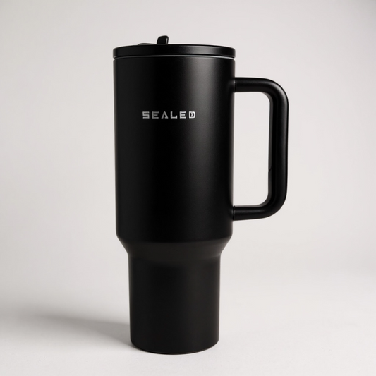 Sealed Tumbler -Flip Straw 1200 ML 40 OZ Black كوب سيلد 1200 مل مع سترو ثابت اسود