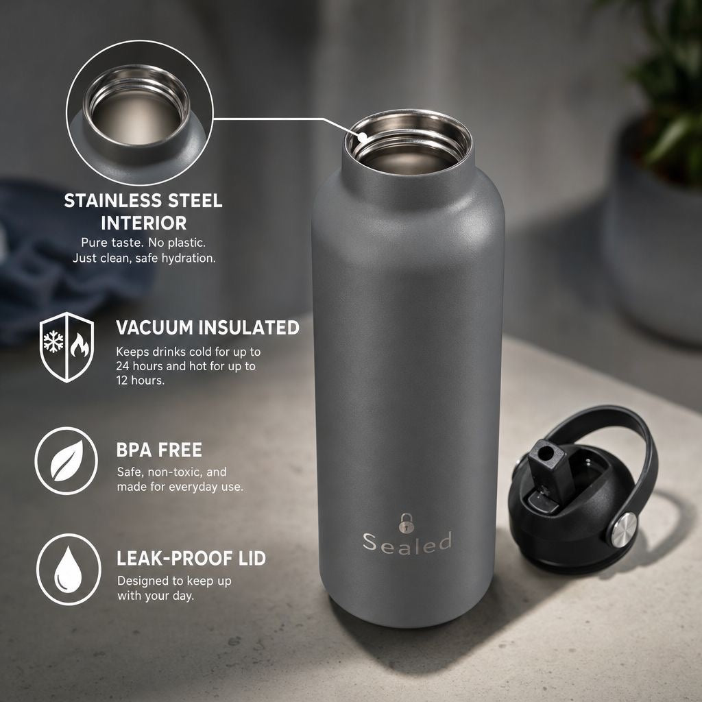 Sealed Bottle 500 ML Grey  مطرة سيلد 500مل