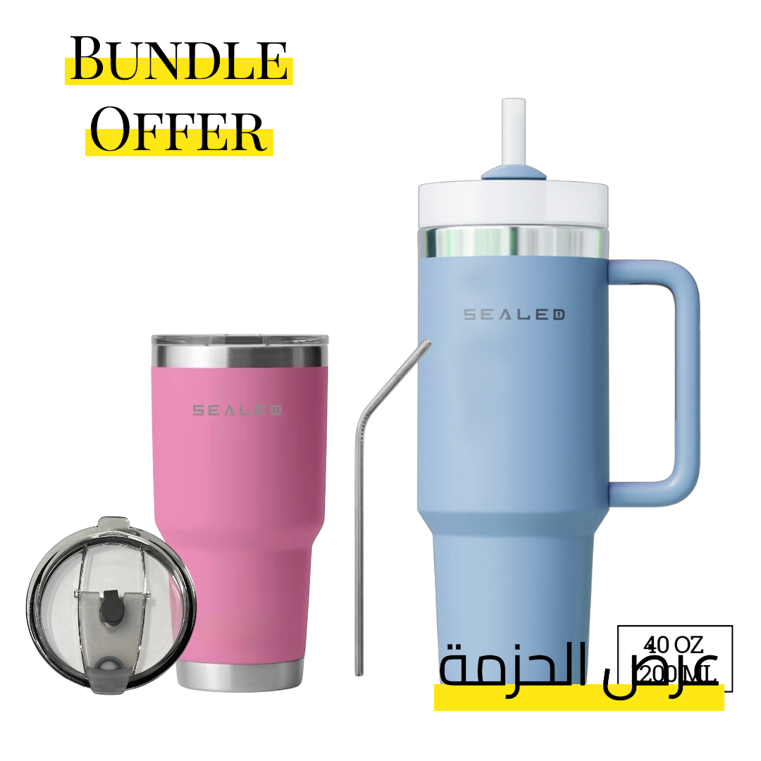 Bundle Offer Sealed 1200 ML + Sealed Tumbler 900 ML 30 OZ عرض الحزمة كوب سيلد 1200 مل + كوب سيلد بدون يد 900 مل