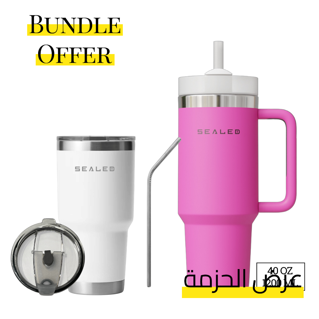 Bundle Offer Sealed 1200 ML + Sealed Tumbler 900 ML 30 OZ عرض الحزمة كوب سيلد 1200 مل + كوب سيلد بدون يد 900 مل