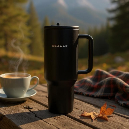Sealed Tumbler -Flip Straw 1200 ML 40 OZ Black كوب سيلد 1200 مل مع سترو ثابت اسود