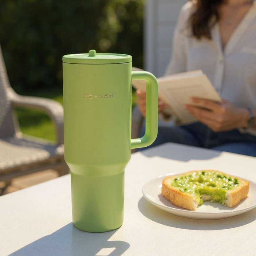 Sealed Tumbler -Flip Straw 1200 ML 40 OZ Green كوب سيلد 1200 مل مع سترو ثابت فستقي