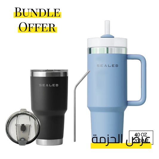 Bundle Offer Sealed 1200 ML + Sealed Tumbler 900 ML 30 OZ عرض الحزمة كوب سيلد 1200 مل + كوب سيلد بدون يد 900 مل
