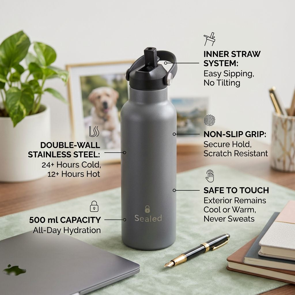 Sealed Bottle 500 ML Grey  مطرة سيلد 500مل
