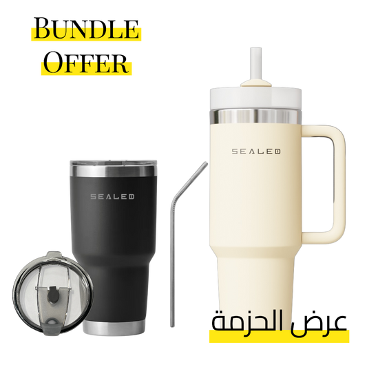 Bundle Offer Sealed 1200 ML + Sealed Tumbler 900 ML 30 OZ عرض الحزمة كوب سيلد 1200 مل + كوب سيلد بدون يد 900 مل