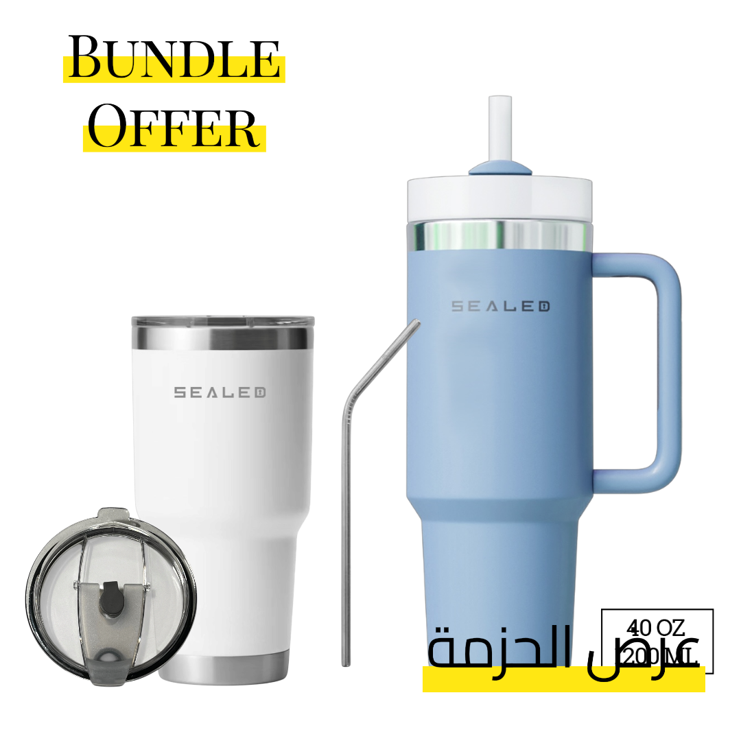 Bundle Offer Sealed 1200 ML + Sealed Tumbler 900 ML 30 OZ عرض الحزمة كوب سيلد 1200 مل + كوب سيلد بدون يد 900 مل