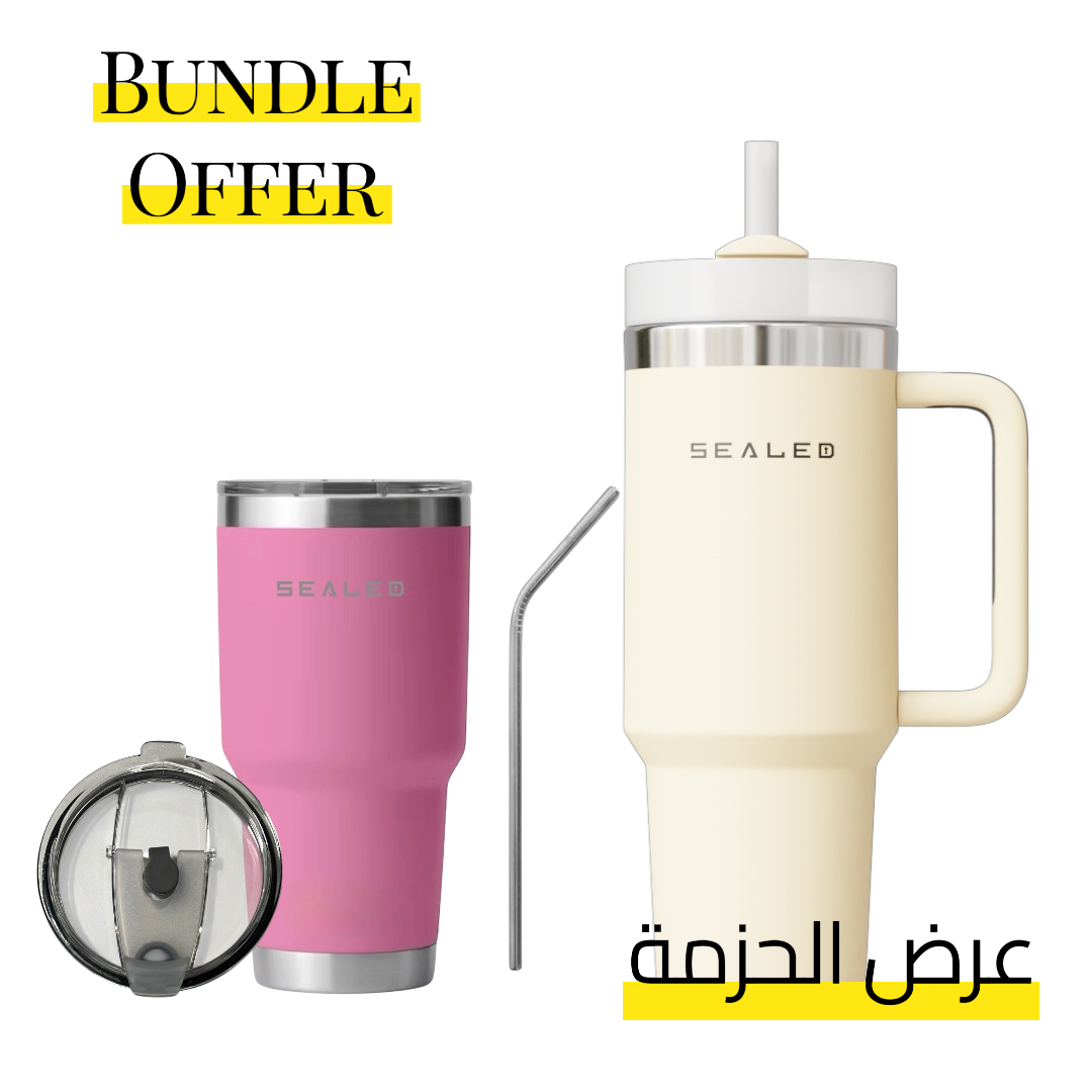 Bundle Offer Sealed 1200 ML + Sealed Tumbler 900 ML 30 OZ عرض الحزمة كوب سيلد 1200 مل + كوب سيلد بدون يد 900 مل