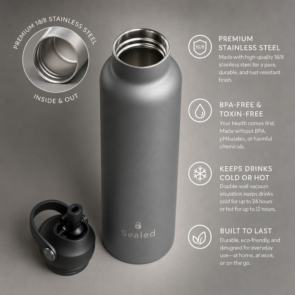 Sealed Bottle 500 ML Grey  مطرة سيلد 500مل