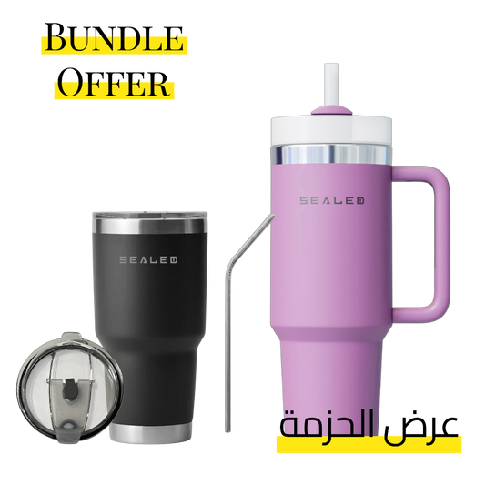 Bundle Offer Sealed 1200 ML + Sealed Tumbler 900 ML 30 OZ عرض الحزمة كوب سيلد 1200 مل + كوب سيلد بدون يد 900 مل