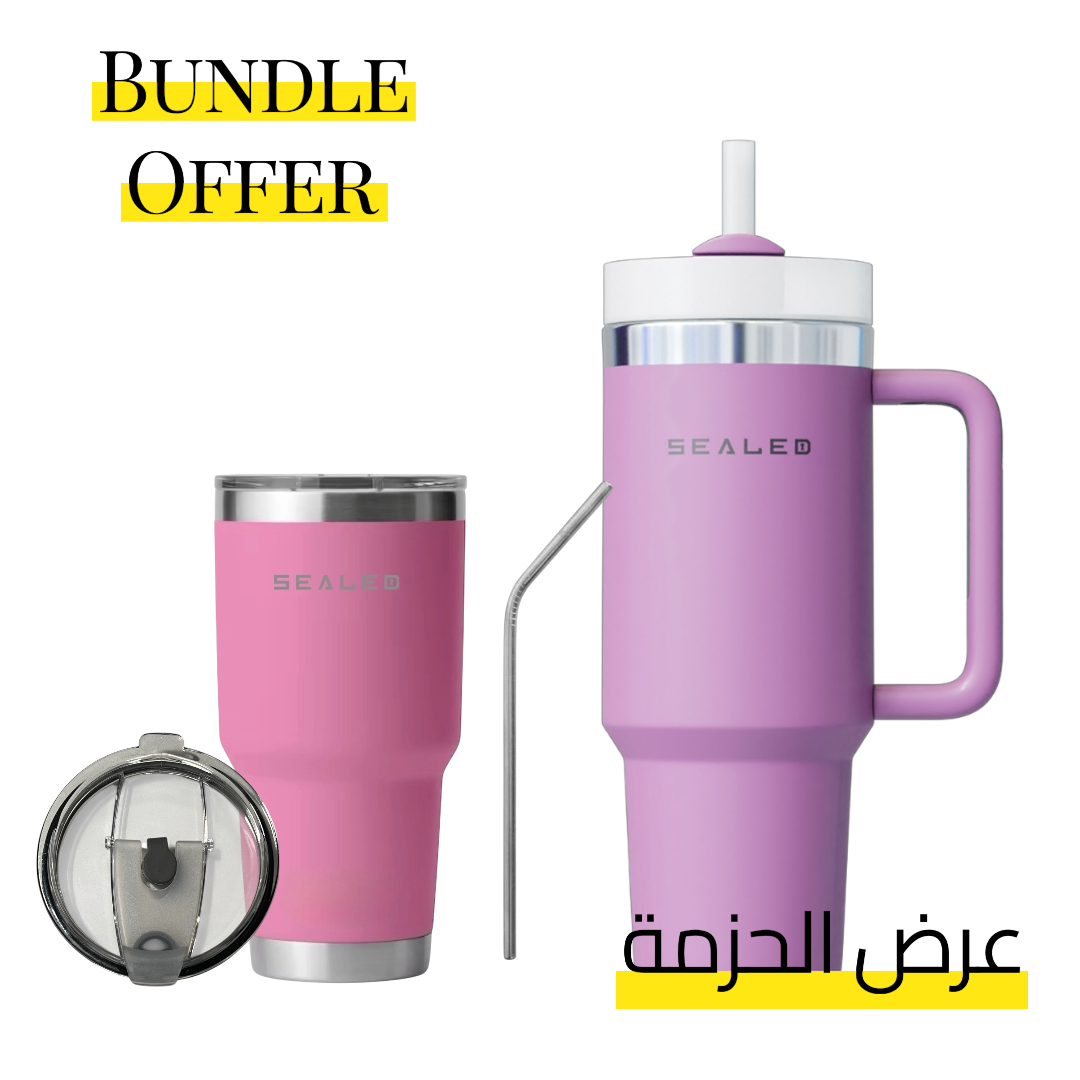 Bundle Offer Sealed 1200 ML + Sealed Tumbler 900 ML 30 OZ عرض الحزمة كوب سيلد 1200 مل + كوب سيلد بدون يد 900 مل