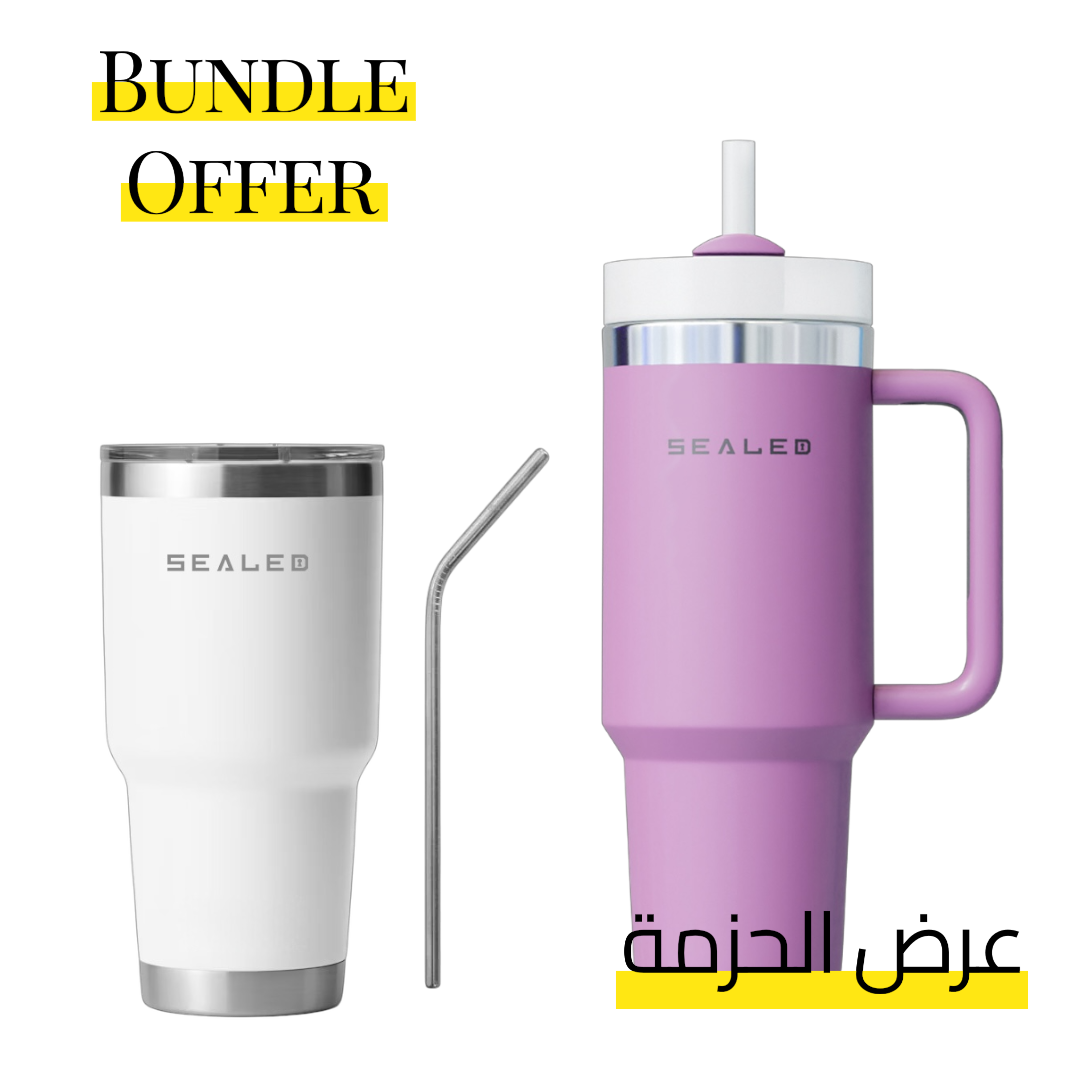 Bundle Offer Sealed 1200 ML + Sealed Tumbler 900 ML 30 OZ عرض الحزمة كوب سيلد 1200 مل + كوب سيلد بدون يد 900 مل